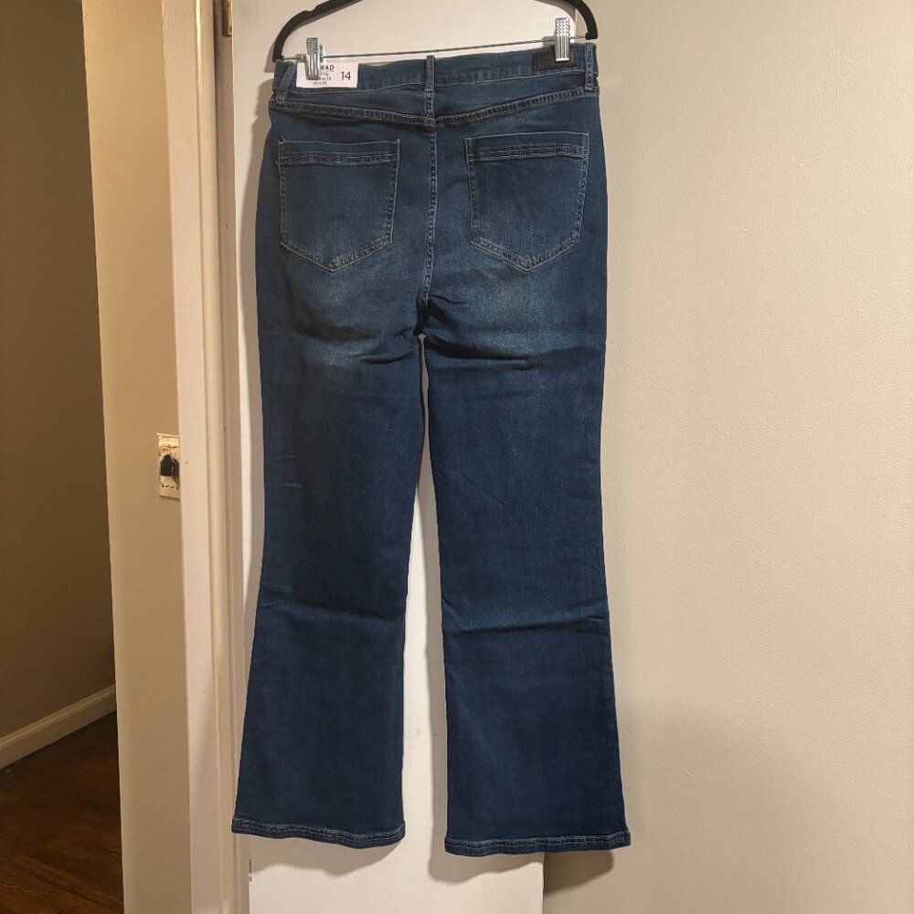 Nicole miller New York Women Nomad Super High Rise Flare Jeans Sz 14/ Blue - Picture 5 of 12